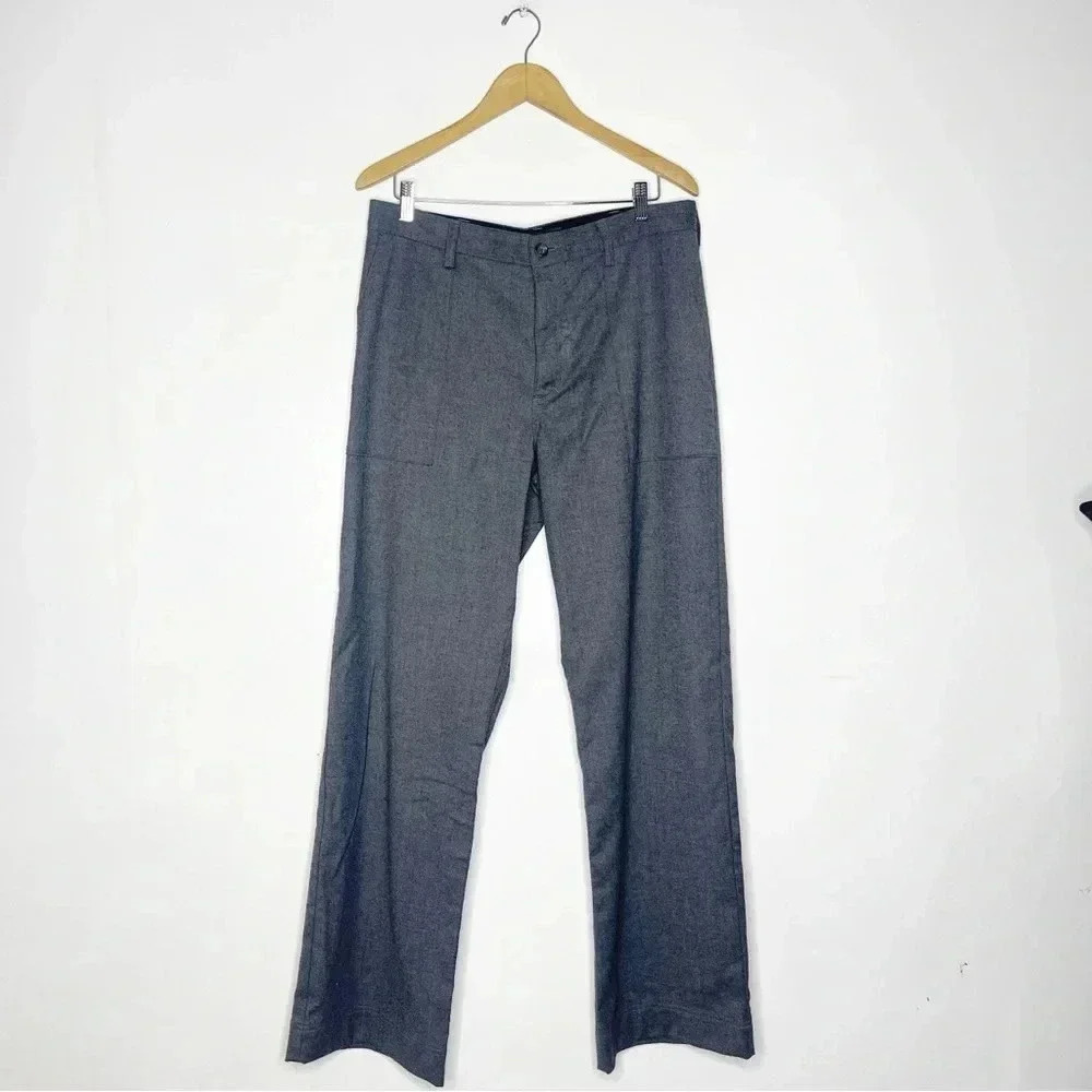 Banana Republic Wool Mens Trouser Pants Gray Chinos Size 34 x 34